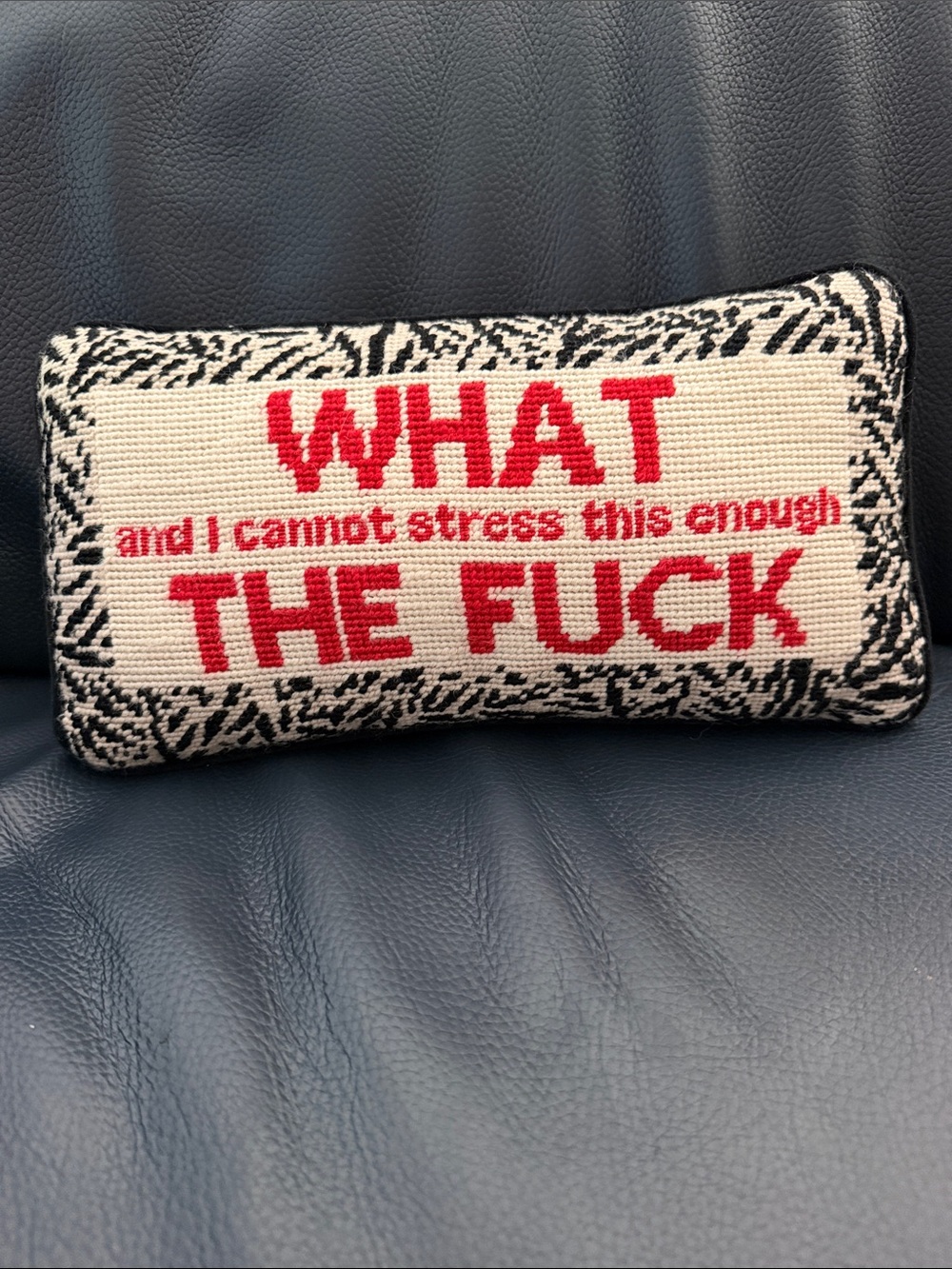 Furbish Pillow and I cannot stress this enough WHAT THE F Needlepoint Funny Gift - Picture 7 of 8
